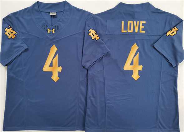 Men%27s Notre Dame Fighting Irish #4 Jeremiyah Love Navy Blue 2025 F.U.S.E. Limited Stitched Jersey